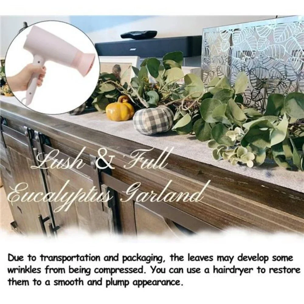 Eucalyptus Garland 6.56 Ft Lush Silver Dollar Leaves Boxwood